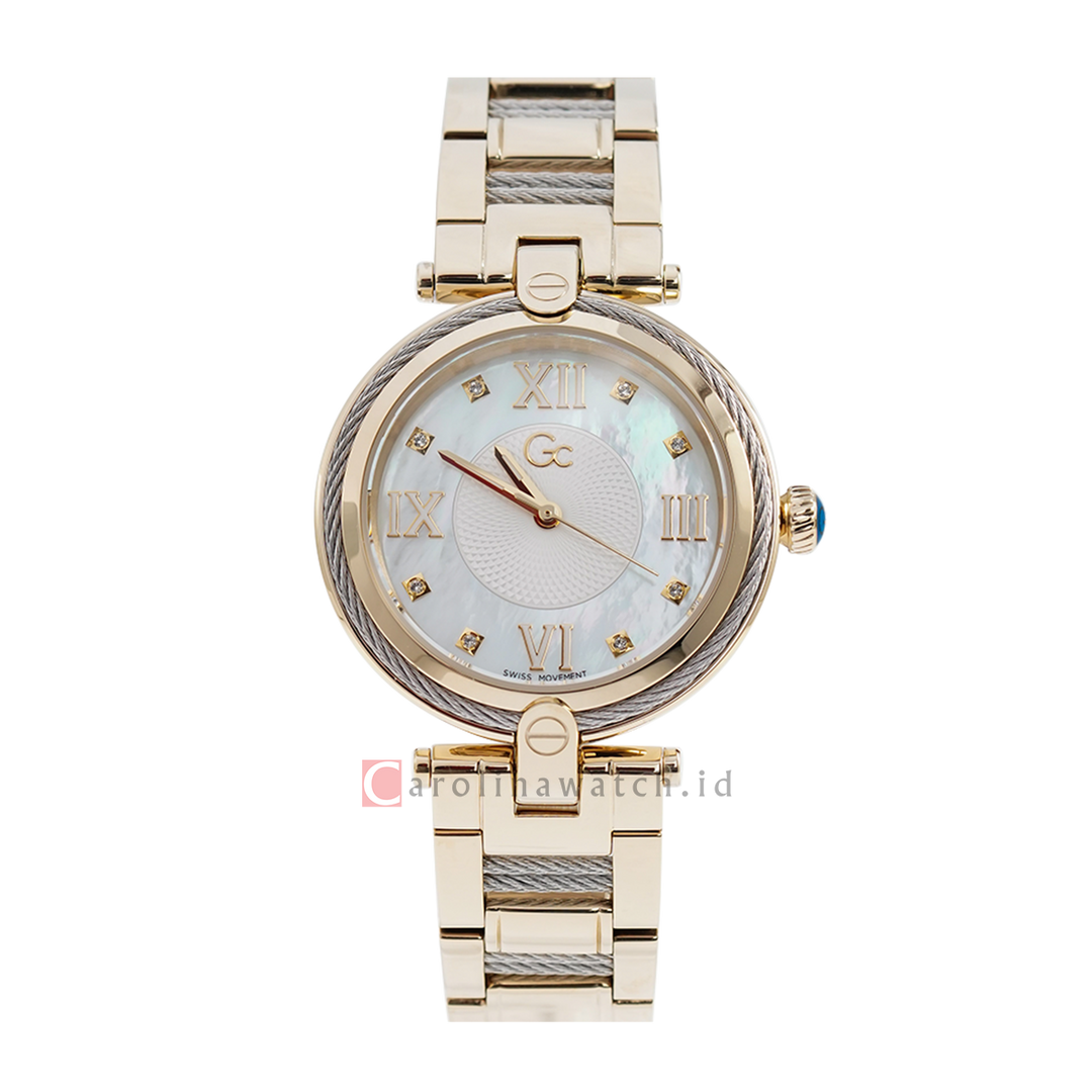 Jam Tangan GC Z15001L1MF Women White Dial Gold Stainless Steel Strap