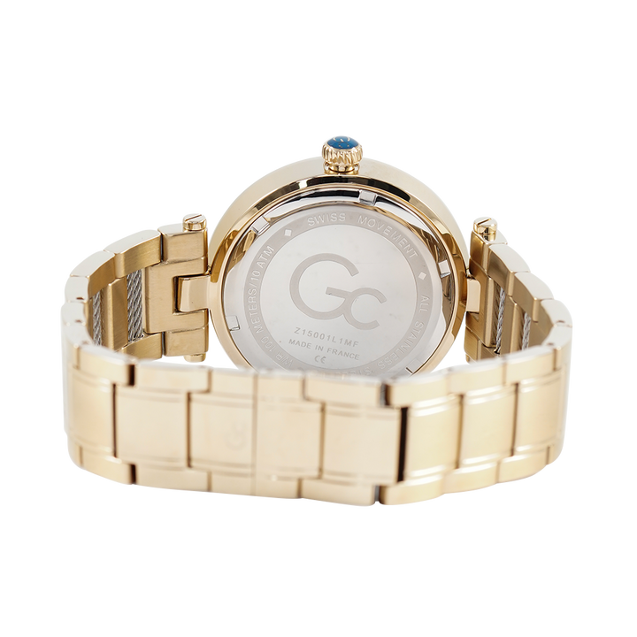 Jam Tangan GC Z15001L1MF Women White Dial Gold Stainless Steel Strap