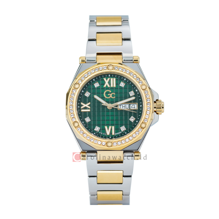 Jam Tangan GC Z20004L9MF Legacy Women Green Dial Dual Tone Stainless Steel Strap