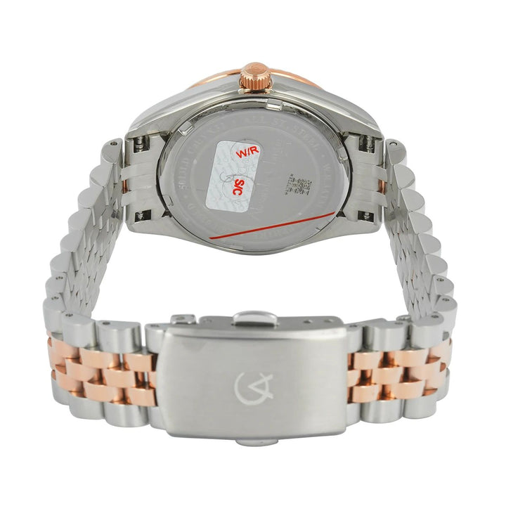Jam Tangan  Alexandre Christie AC 5013 LDBTRBA2 Women Black Dial Dual Tone Stainless Steel Strap