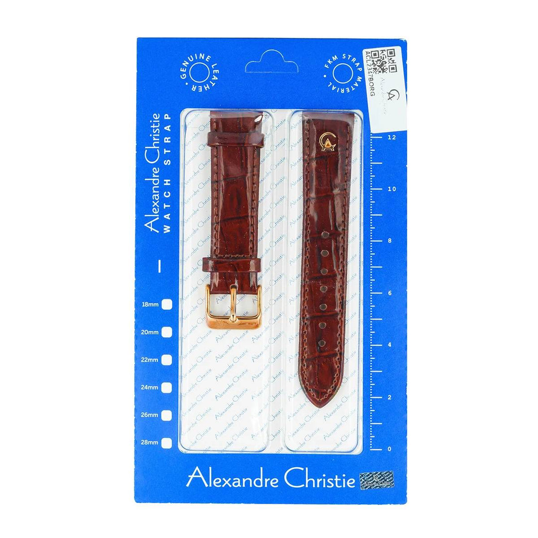 Tali Strap Jam Tangan Alexandre Christie ACL2347BORG Brown Leather Strap