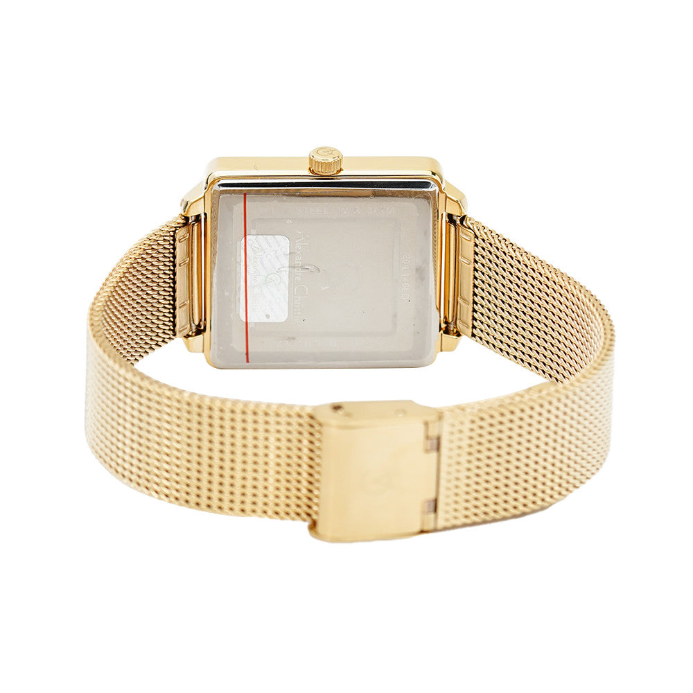 Jam Tangan Alexandre Christie AC 2922 LDBGPIV Women Analog Dial Gold Mesh Stainless Steel Strap