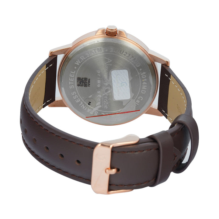 Jam Tangan Alexandre Christie AC 1014 MDLRGDG Men Black Dial Black Leather Strap