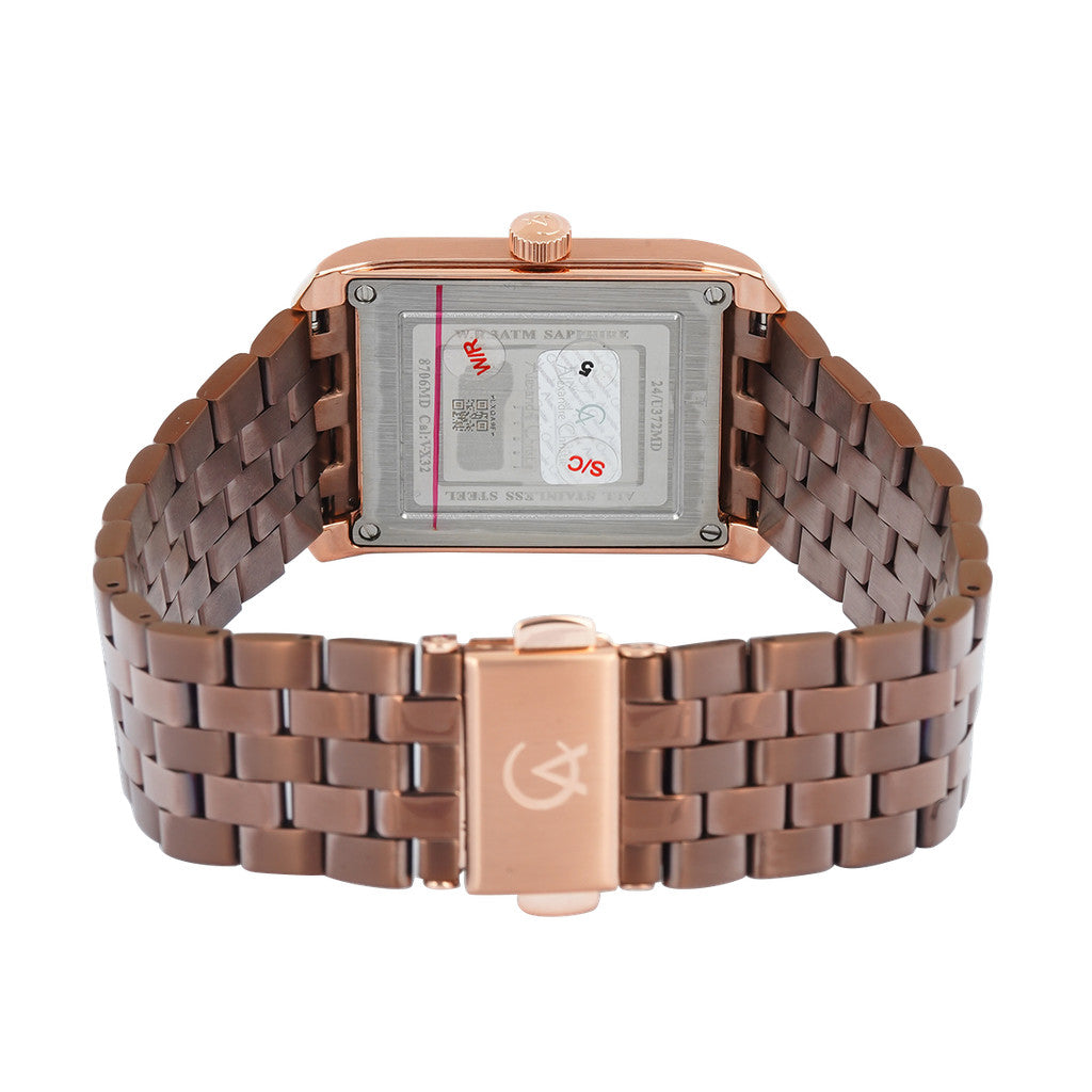 Jam Tangan Alexandre Christie AC 8706 MDBROMO Men Brown Dial Brown Stainless Steel Strap