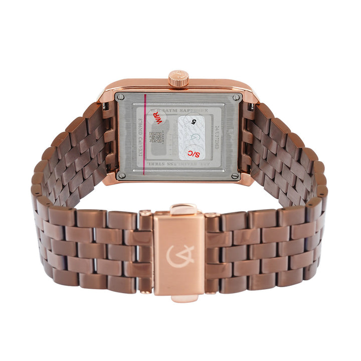 Jam Tangan Alexandre Christie AC 8706 MDBROMO Men Brown Dial Brown Stainless Steel Strap