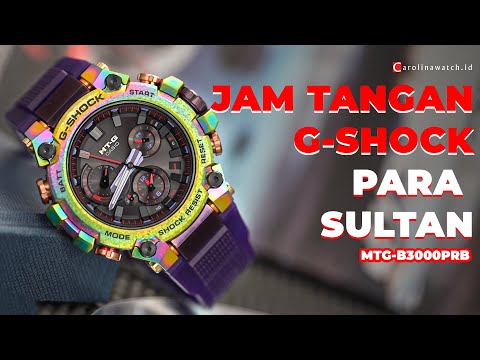 Jam Tangan Casio G-Shock MT-G - MTG-B3000PRB-1A Men Aurora Borealis with Recrystallized Steel Bezel and Rainbow IP
