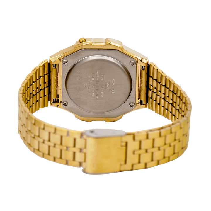 Jam Tangan Casio General A171WEG-9A Unisex Digital Dial Gold Stainless Steel Band