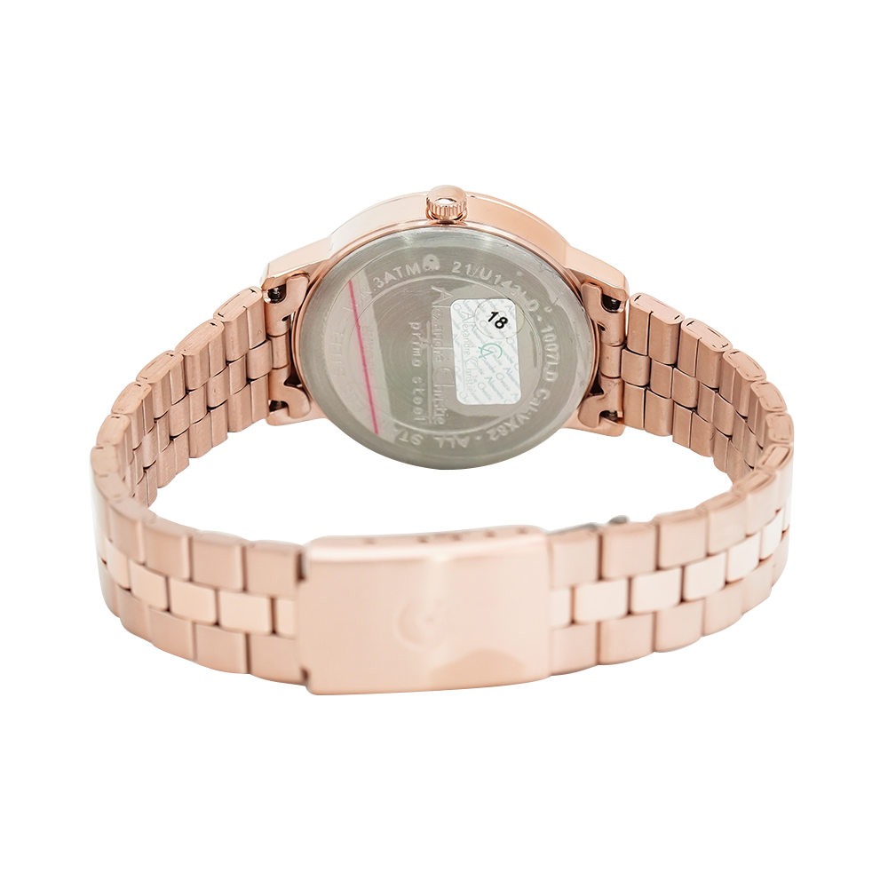 Jam Tangan Alexandre Christie Primo Steel AC 1007 LDBRGLN Women Light Pink Gold Dial Rose Gold Stainless Steel Strap