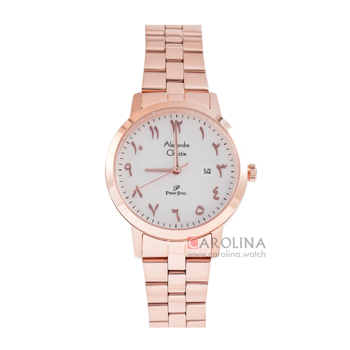 Jam Tangan Alexandre Christie AC 1024 LDBRGSL Women Silver Dial Rose Gold Stainless Steel Strap