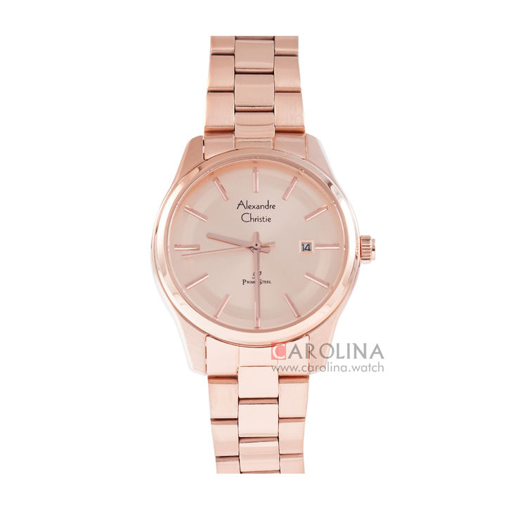 Jam Tangan Alexandre Christie AC 1027 LDBRGLN Women Rose Gold Dial Rose Gold Stainless Steel Strap