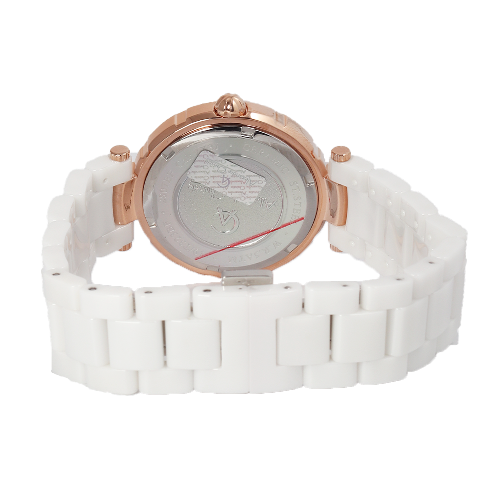 Jam Tangan Alexandre Christie AC Fashion AC 2807 BFBRGSL Women White Mother of Pearl Dial White Ceramic Strap