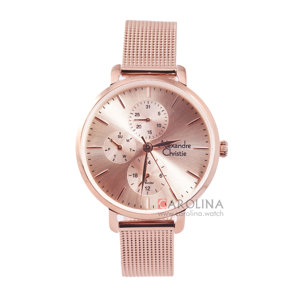 Jam Tangan Alexandre Christie Passion AC 2916 BFBRGLN Women Rose Gold Dial Rose Gold Mesh Strap