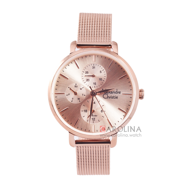 Jam Tangan Alexandre Christie Passion AC 2916 BFBRGLN Women Rose Gold Dial Rose Gold Mesh Strap