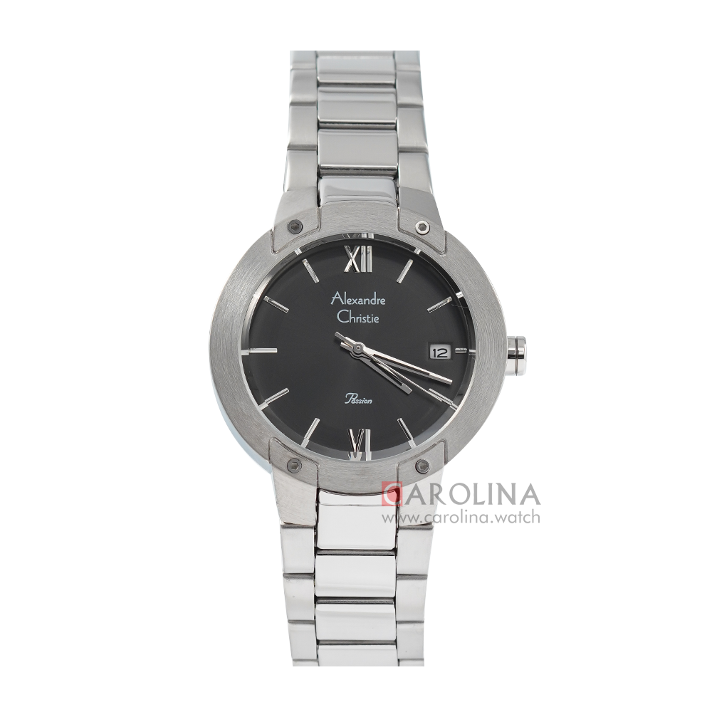 Jam Tangan Alexandre Christie Passion AC 2A12 LDBSSGR Women Black Dial Stainless Steel Strap