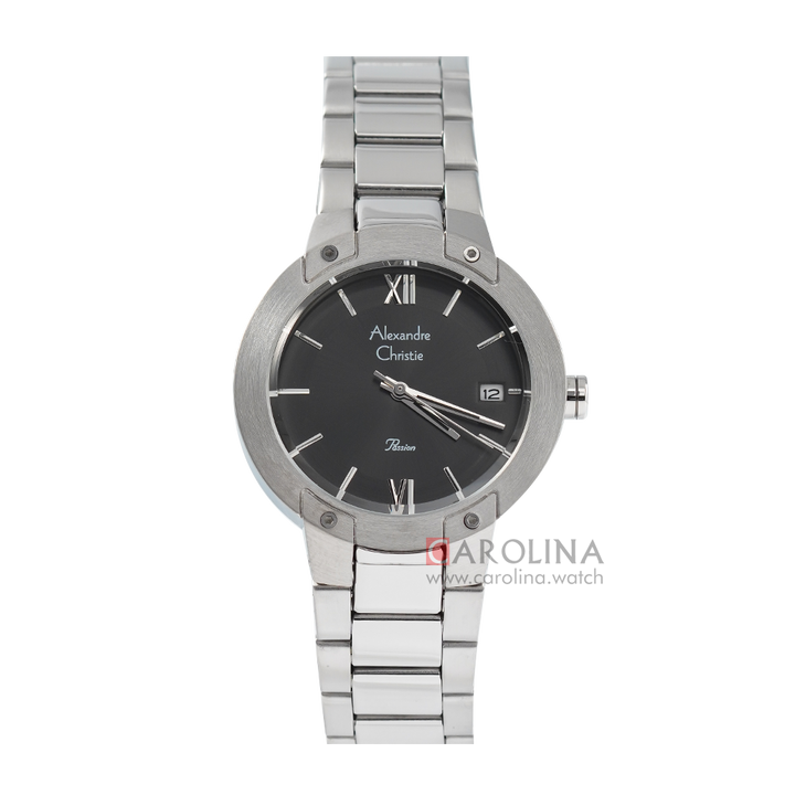 Jam Tangan Alexandre Christie Passion AC 2A12 LDBSSGR Women Black Dial Stainless Steel Strap