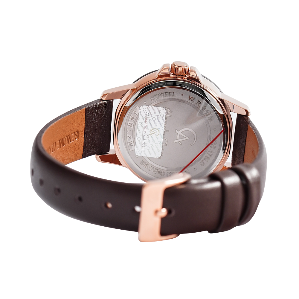 Jam Tangan Alexandre Christie Passion AC 2A17 LDLRGGRBO Women Brown Dial Brown Leather Strap