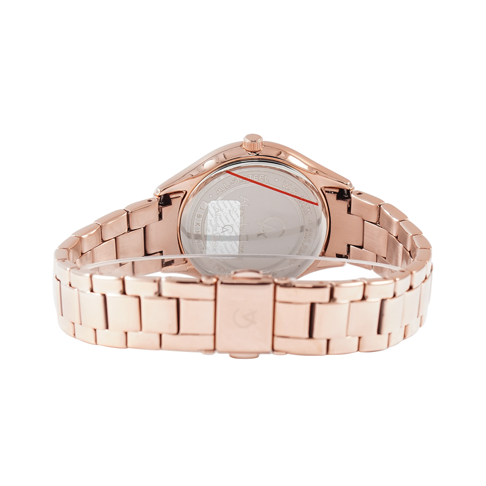 Jam Tangan Alexandre Christie Passion AC 2A37 BFBRGBU Women Light Blue Pattern Dial Rose Gold Stainless Steel Strap