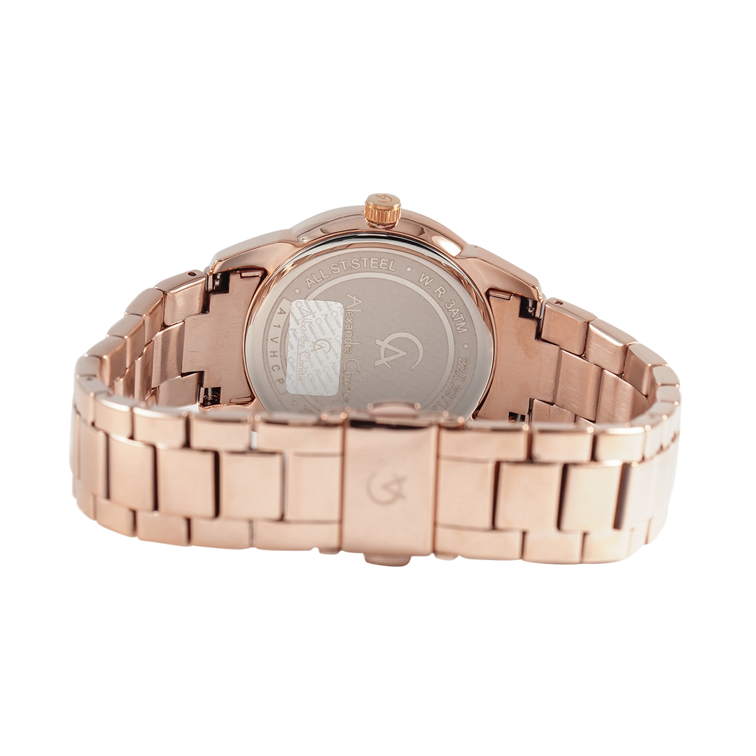 Jam Tangan Alexandre Christie AC 2A40 LDBRGGR Women Grey Dial Rose Gold Stainless Steel Strap