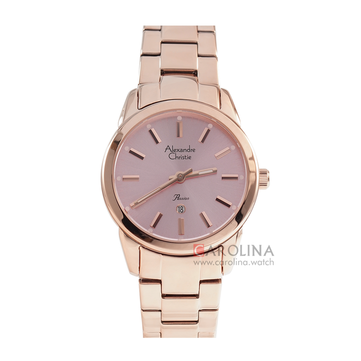 Jam Tangan Alexandre Christie AC 2A40 LDBRGPN Women Pink Dial Rose Gold Stainless Steel Strap