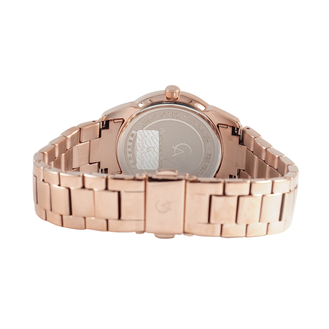 Jam Tangan Alexandre Christie AC 2A40 LDBRGPN Women Pink Dial Rose Gold Stainless Steel Strap