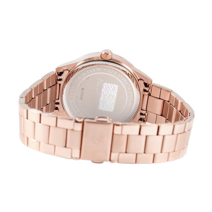 Jam Tangan Alexandre Christie AC 2A46 BFBRGGR Women Brown Dial Rose Gold Stainless Steel Strap