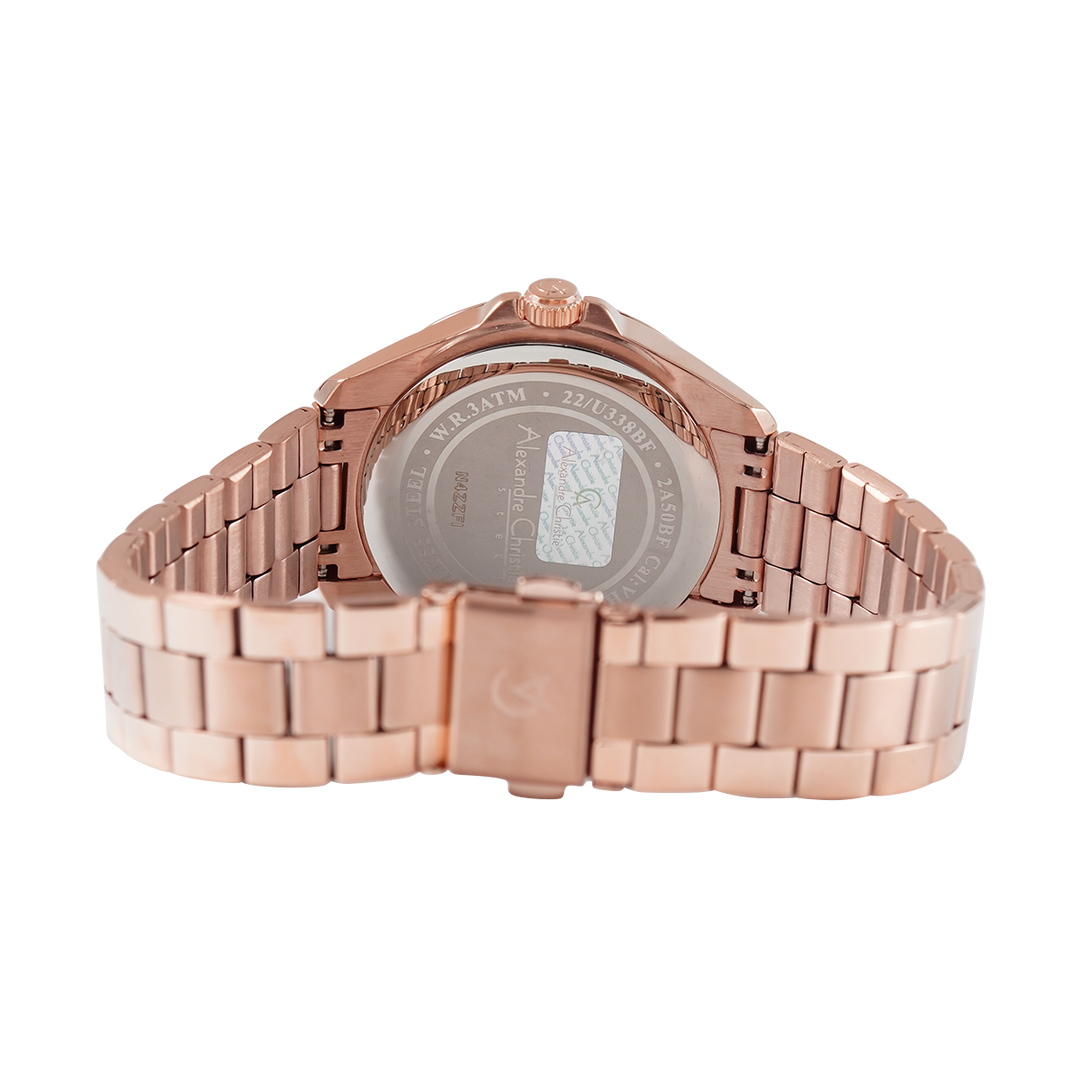 Jam Tangan Alexandre Christie Fashion AC 2A50 BFBRGSL Women Silver Dial Rose Gold Stainless Steel Strap