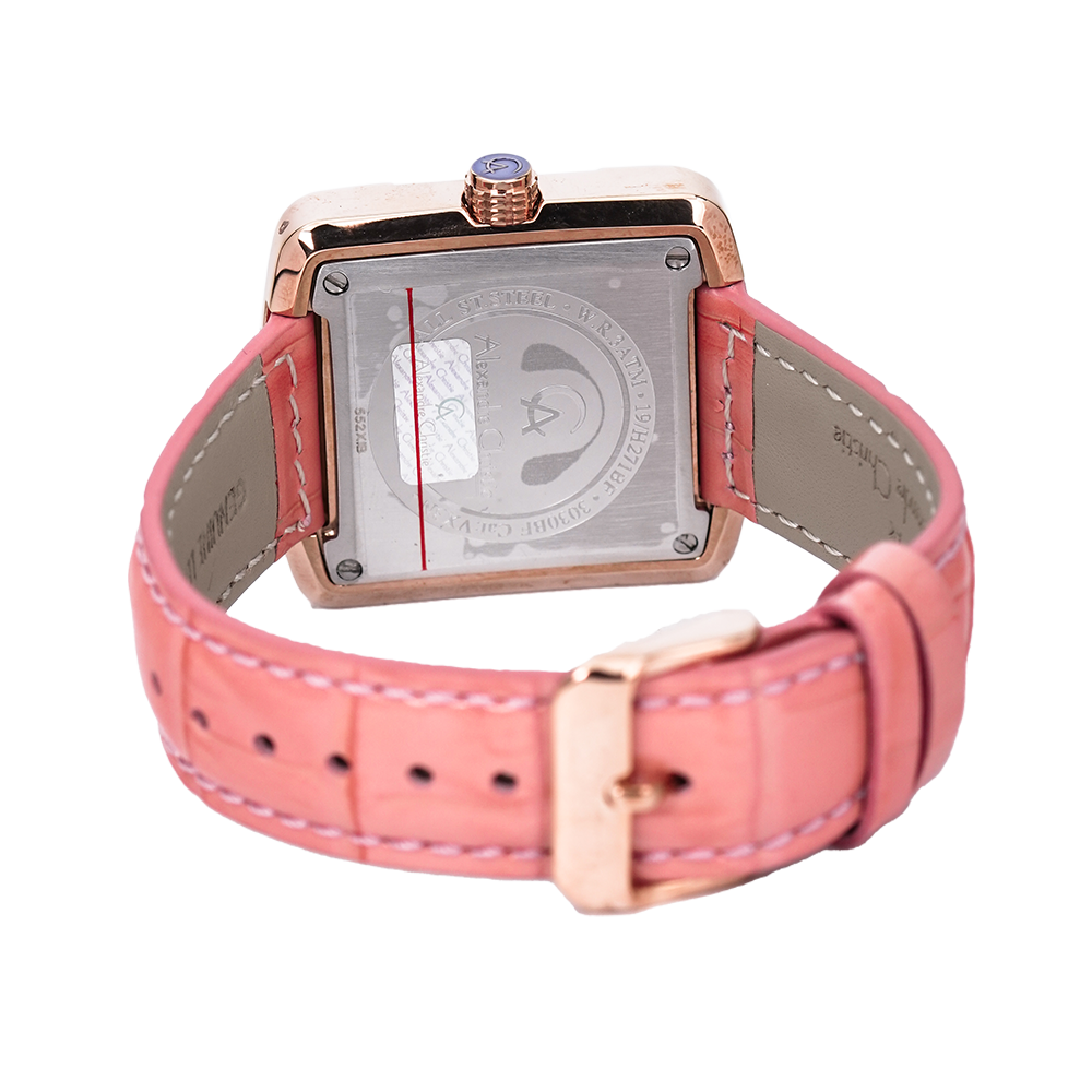 Jam Tangan Alexandre Christie AC 3030 BFLRGSLPN Women White Dial Pink Leather Strap