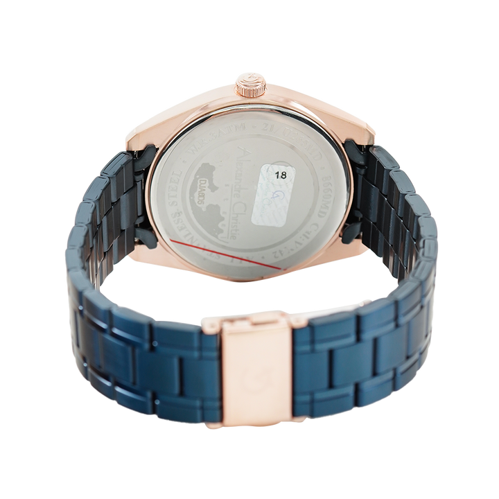 Jam Tangan Alexandre Christie Classic Steel AC 8660 MDBURBU Men Blue Dial Blue Stainless Steel Strap