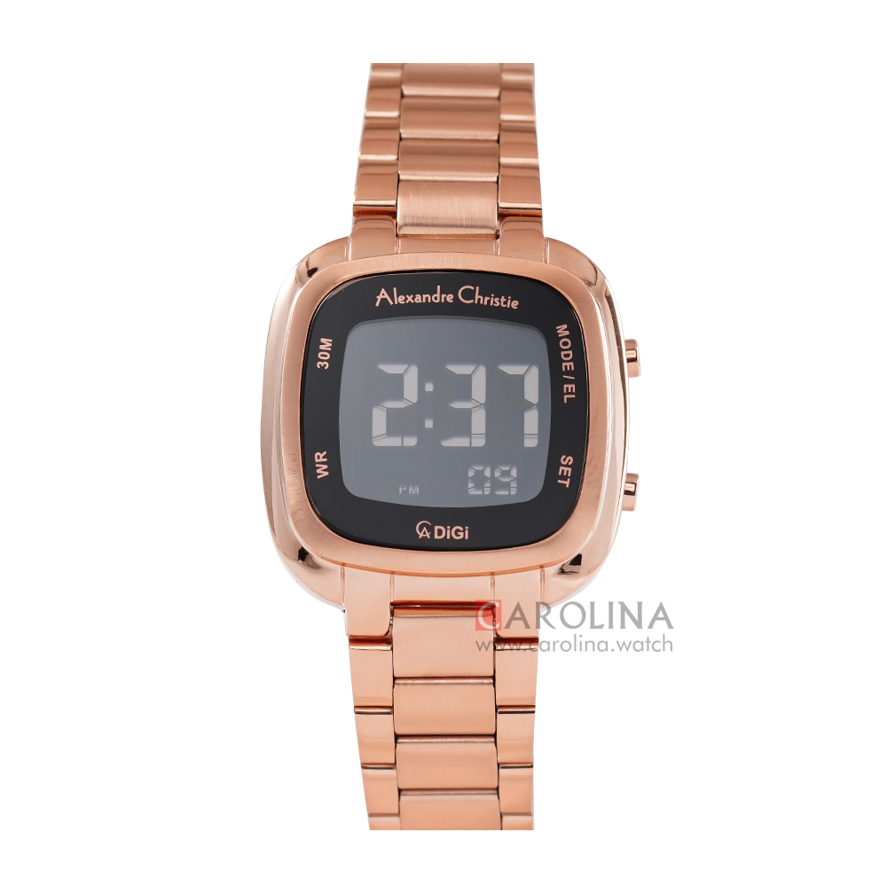 Jam Tangan Alexandre Christie Digi AC 9356 LHBRGBA Women Digital Dial Rose Gold Stainless Steel Strap