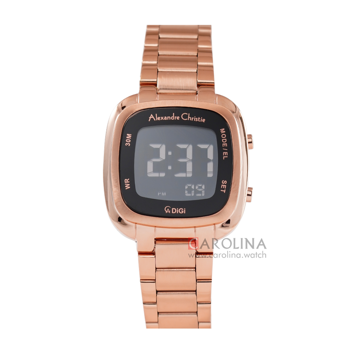 Jam Tangan Alexandre Christie Digi AC 9356 LHBRGBA Women Digital Dial Rose Gold Stainless Steel Strap