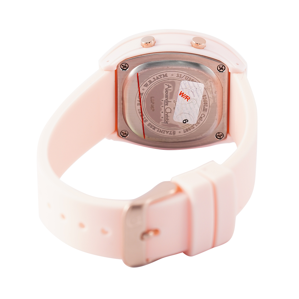 Jam Tangan Alexandre Christie DIGI AC 9360 LHRRGBALK Women Digital Dial Light Pink Rubber Strap