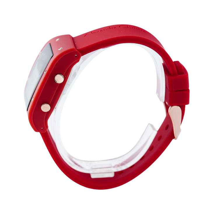 Jam Tangan Alexandre Christie Digi AC 9360 LHRRGBARE Women Digital Dial Red Rubber Strap