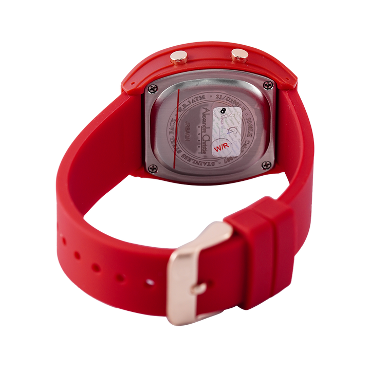 Jam Tangan Alexandre Christie Digi AC 9360 LHRRGBARE Women Digital Dial Red Rubber Strap