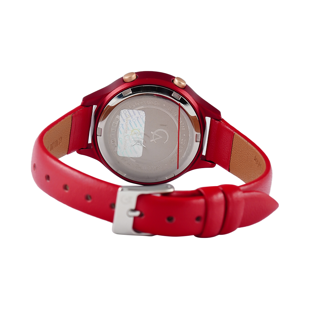 Jam Tangan Alexandre Christie DIGI AC 9379 LHLREBA Women Digital Dial Red Leather Strap