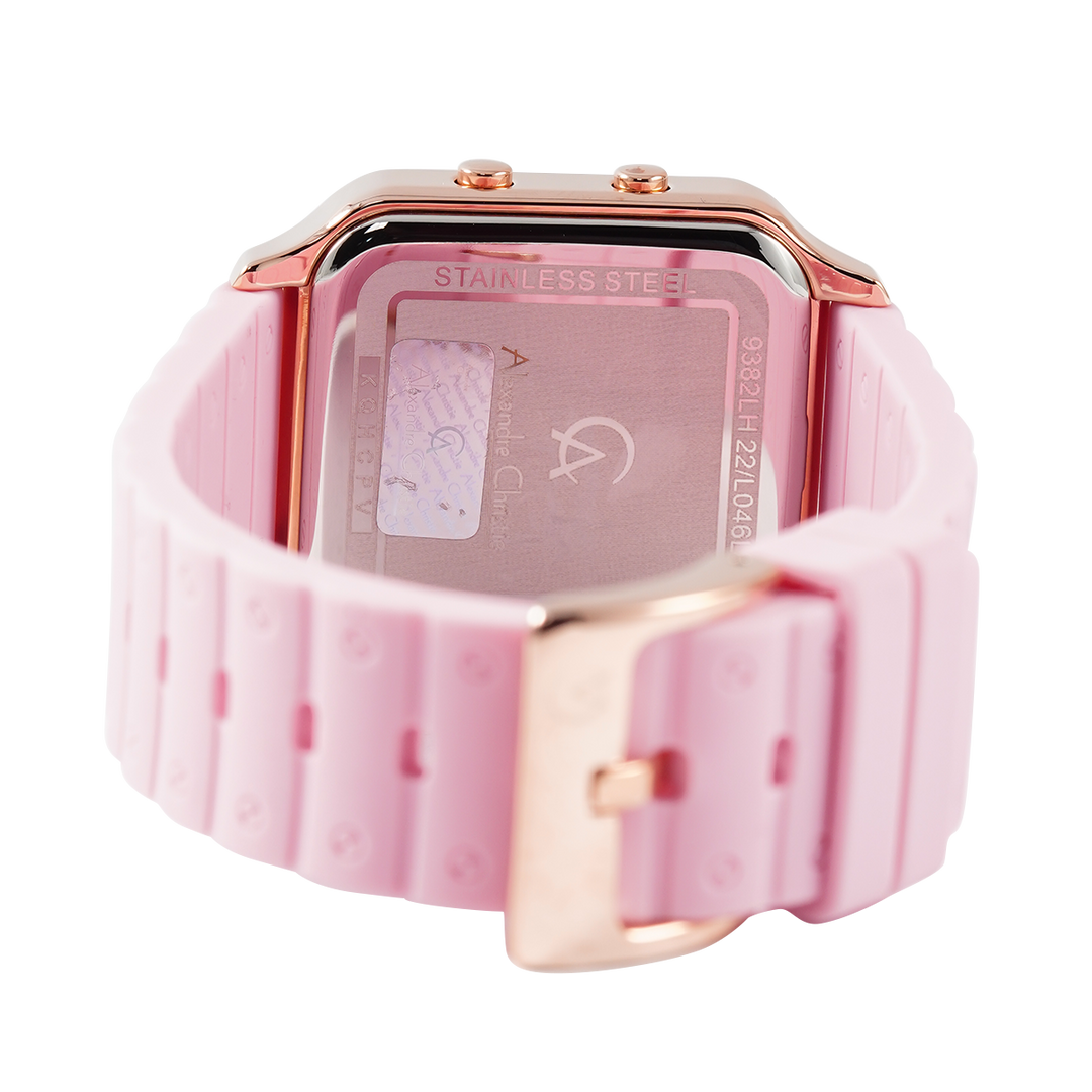 Jam Tangan Alexandre Christie DIGI AC 9382 LHRRGBALK Women Digital Dial Pink Rubber Strap