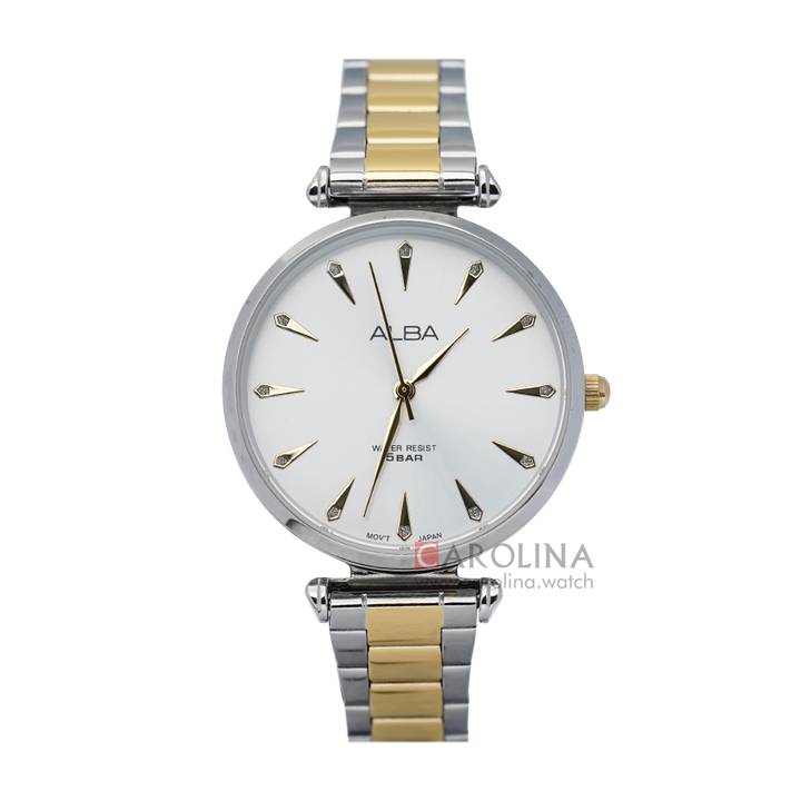 Jam Tangan ALBA AG2007X1 Women Silver Dial Dual Tone Stainless Steel Strap