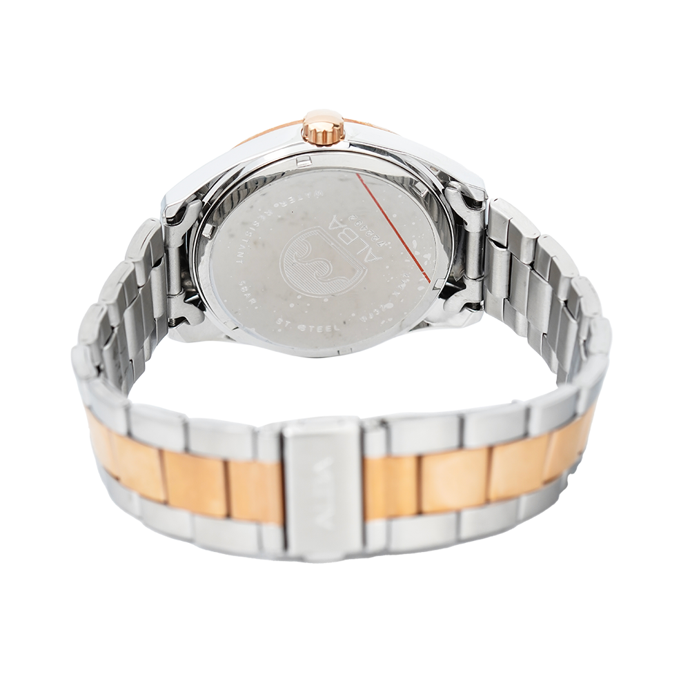 Jam Tangan ALBA Fashion AG8394X1 Men White Dial Dual Tone Stainless Steel Strap