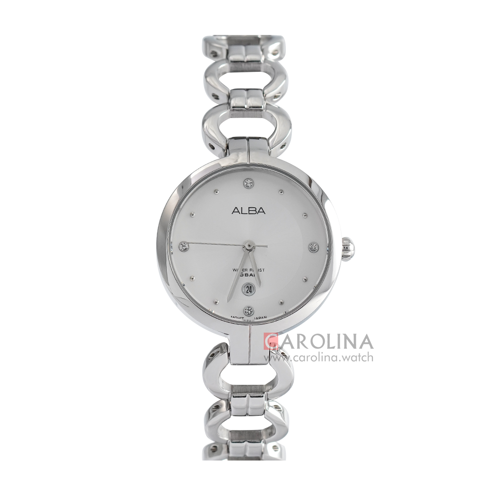 Jam Tangan ALBA Fashion AH7AW3X1 Women White Dial Stainless Steel Strap