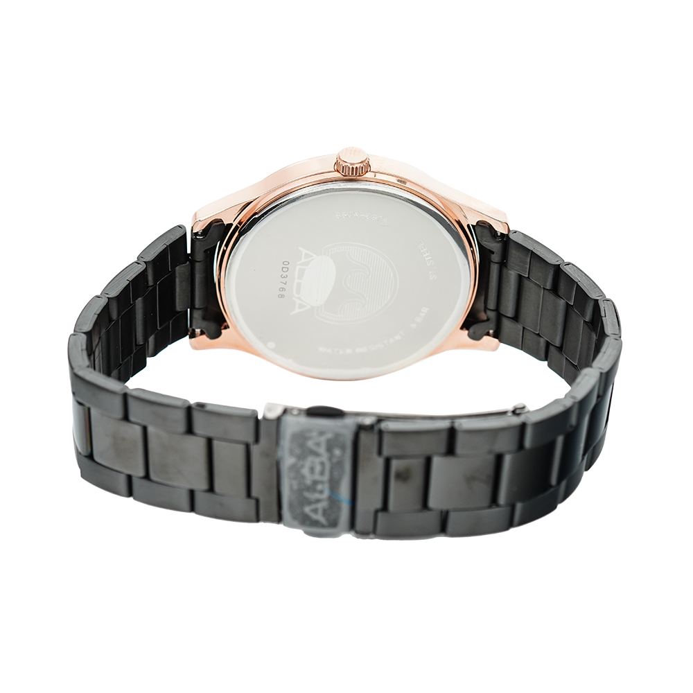 Jam Tangan Alba Prestige AJ6122X1 Men Black Dial Black Stainless Steel Strap