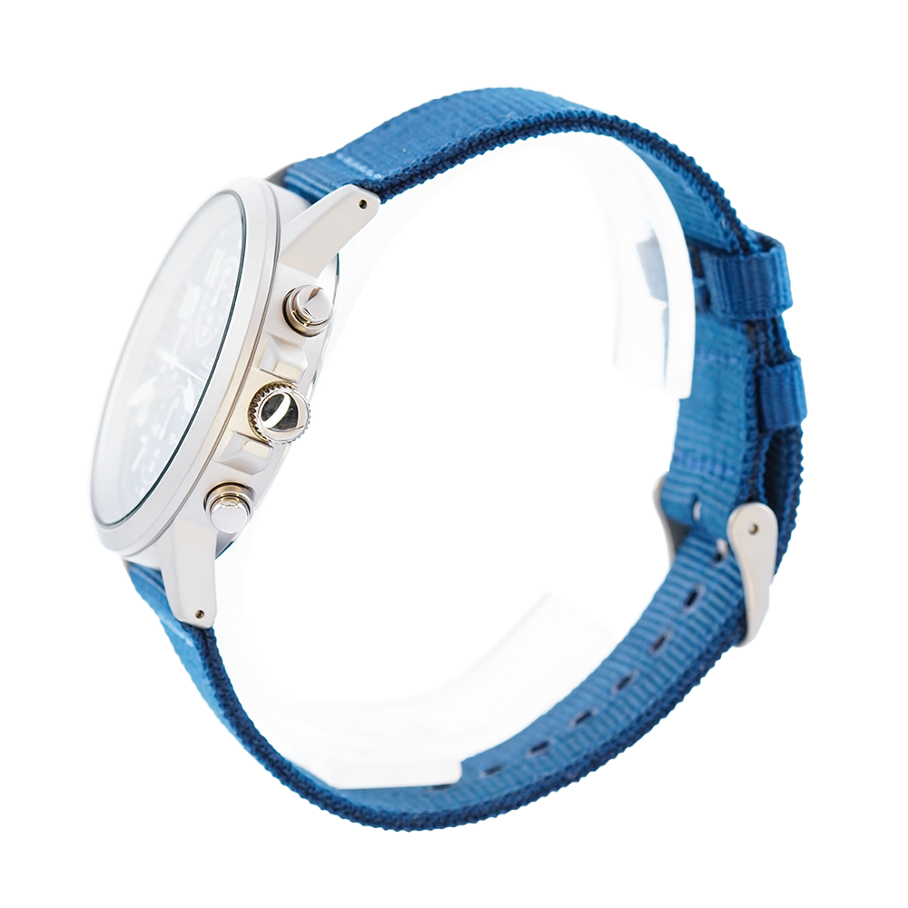 Jam Tangan ALBA AM3851X1 Chronograph Men Blue Dial Blue Nylon Strap