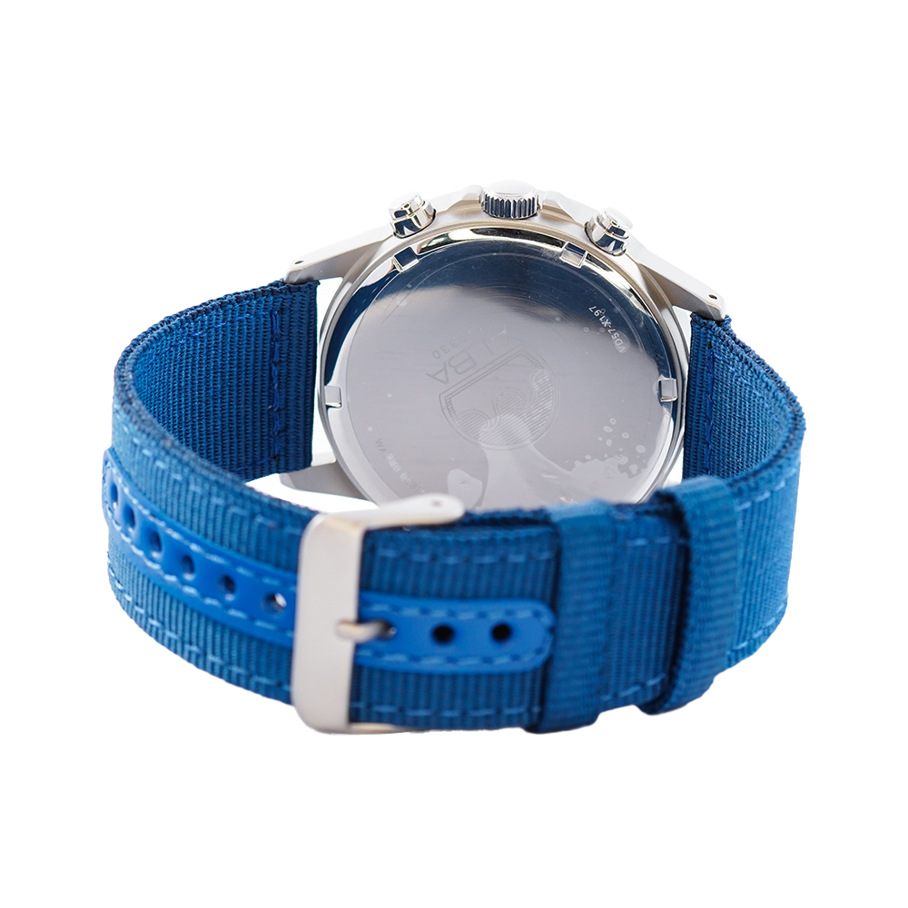 Jam Tangan ALBA AM3851X1 Chronograph Men Blue Dial Blue Nylon Strap