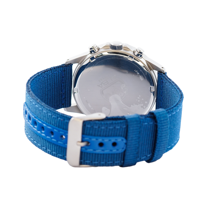 Jam Tangan ALBA AM3851X1 Chronograph Men Blue Dial Blue Nylon Strap