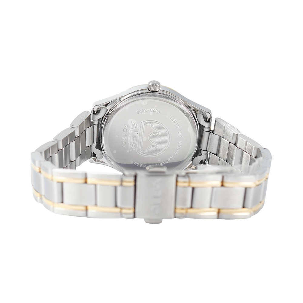 Jam Tangan ALBA Prerstige AN8046X1 Women White Dial Dual Tone Stainless Steel Strap