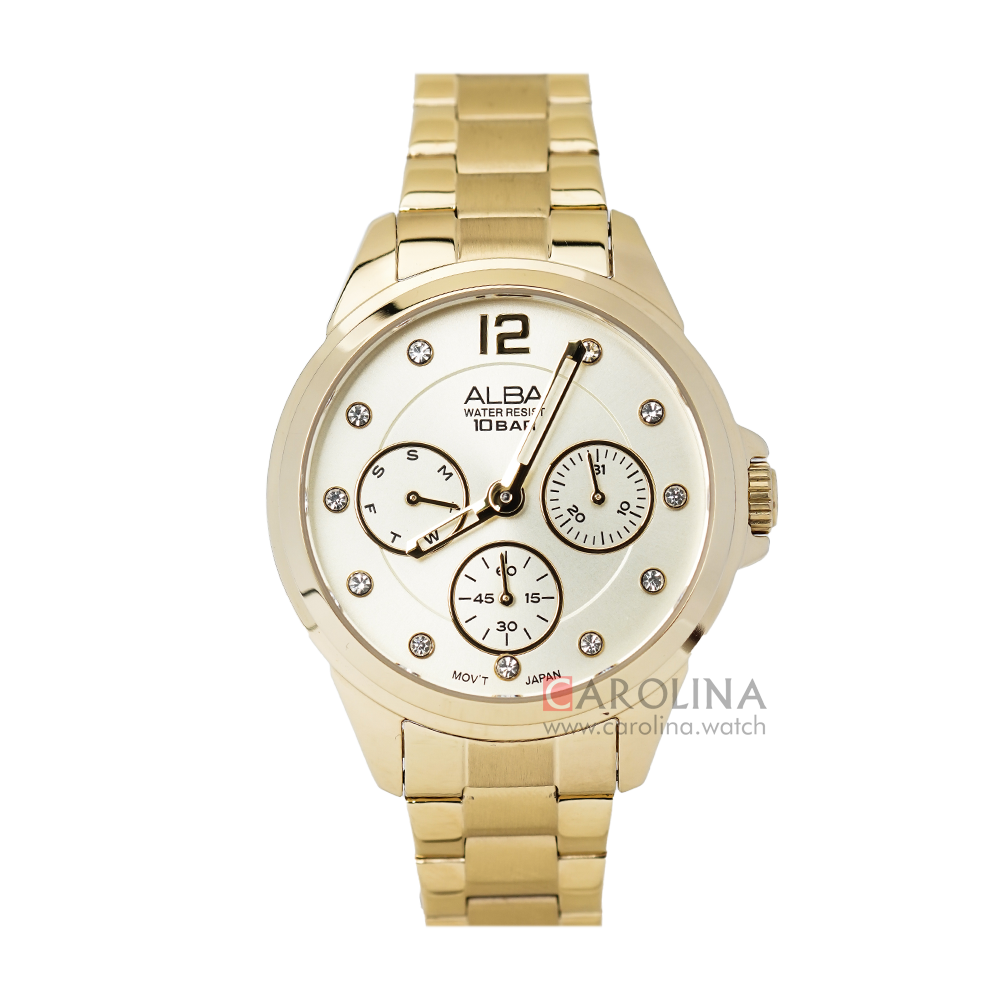 Jam Tangan Alba AP6630X1 Women Gold Dial Gold Stainless Steel Strap