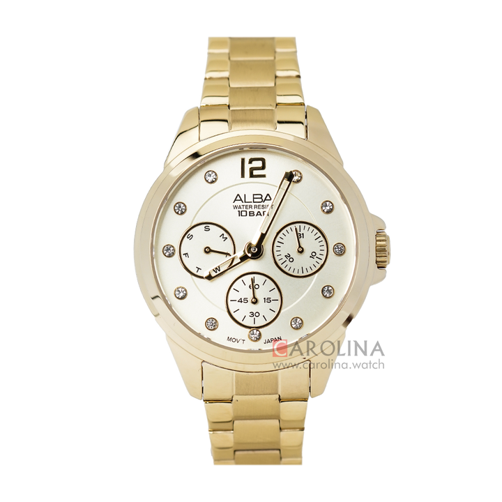 Jam Tangan Alba AP6630X1 Women Gold Dial Gold Stainless Steel Strap