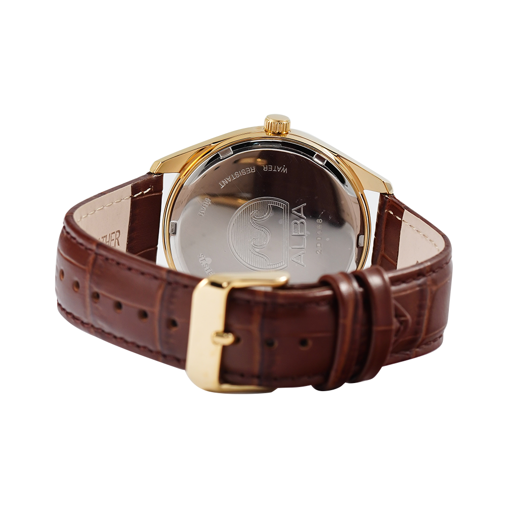 Jam Tangan ALBA ARX124X1 Men White Dial Brown Leather Strap