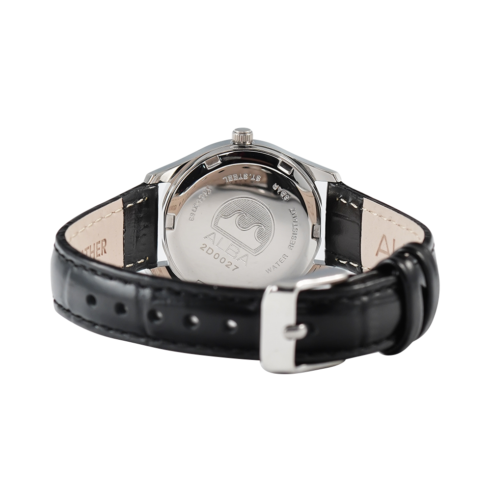 Jam Tangan ALBA ARX139X1 Women Black Dial Black Leather Strap