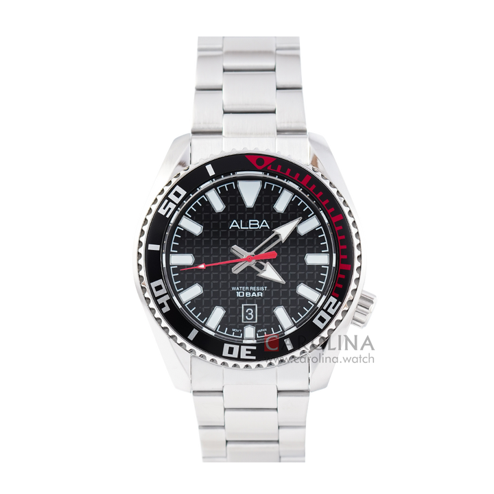 Jam Tangan Alba Active AS9P01X1 Men Black Dial Stainless Steel Strap