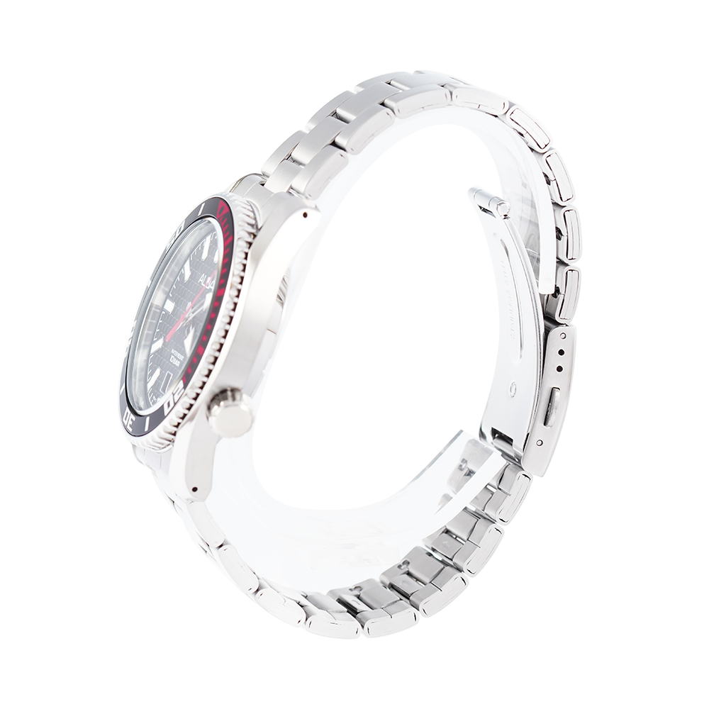 Jam Tangan Alba Active AS9P01X1 Men Black Dial Stainless Steel Strap