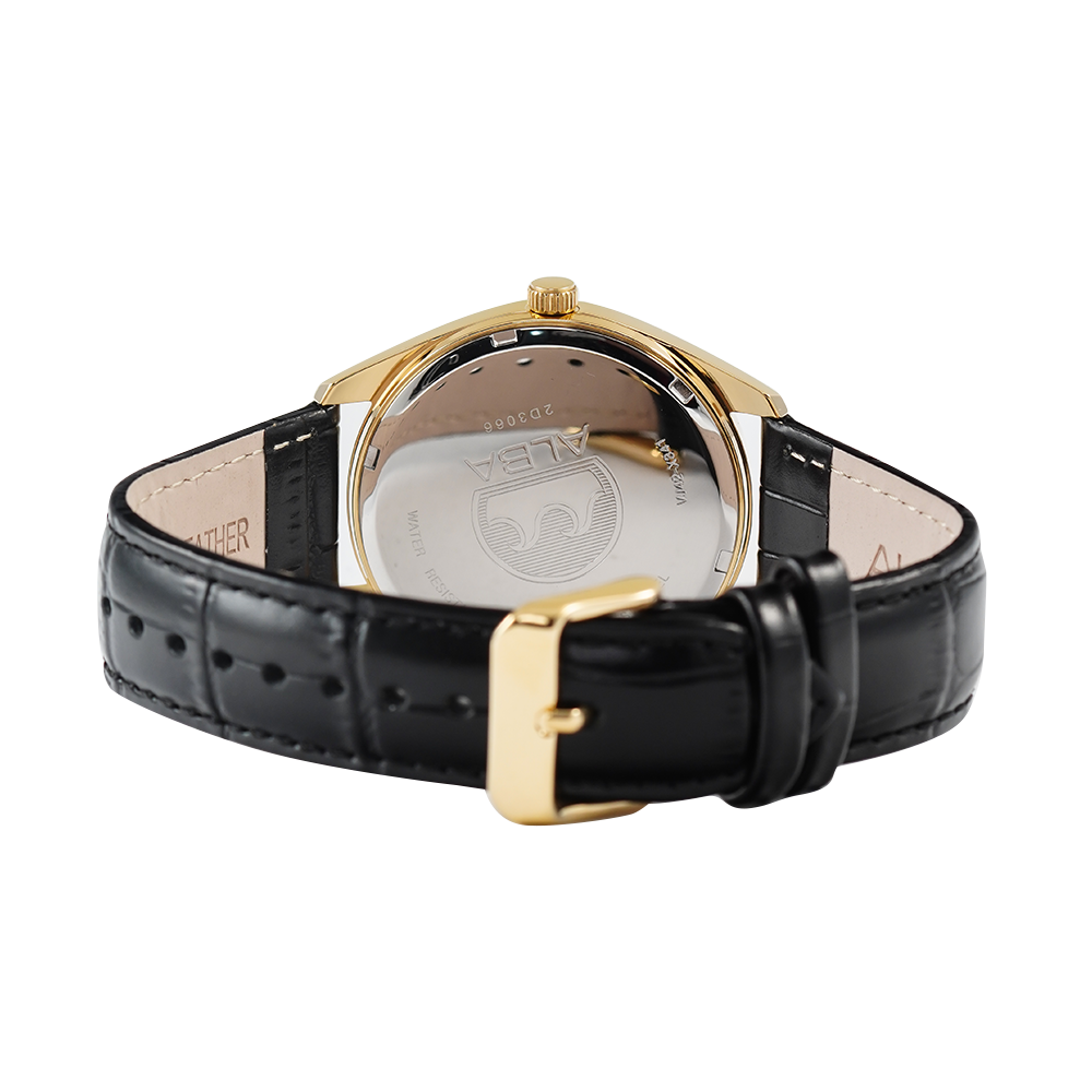 Jam Tangan ALBA AS9R06X1 Men Gold Dial Black Leather Strap